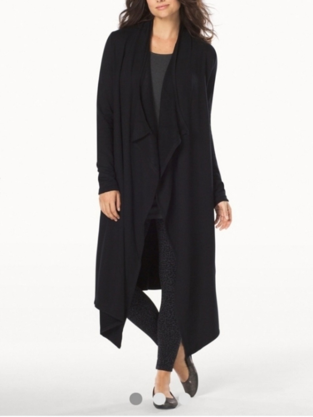 Soma Fleece Wrap Sweater Black Cardigan Duster